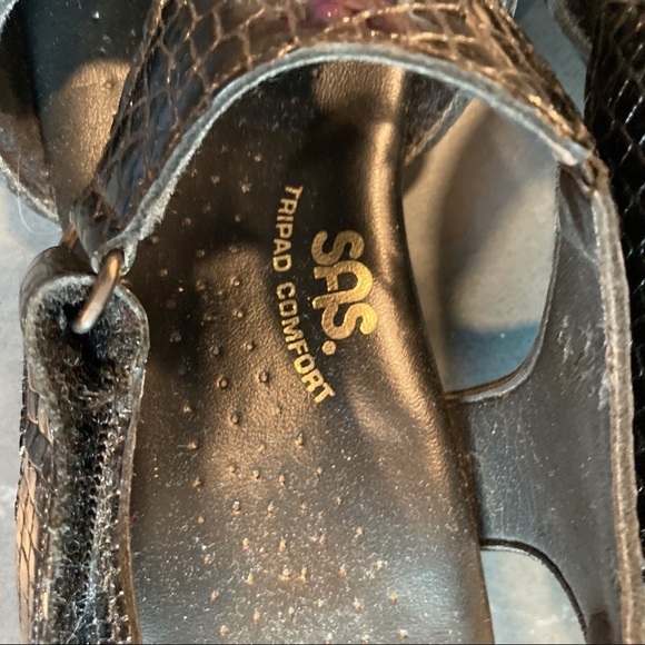 SAS sz 7.5 Suntimer Heel Strap Sandal black patent croc - Picture 13 of 13
